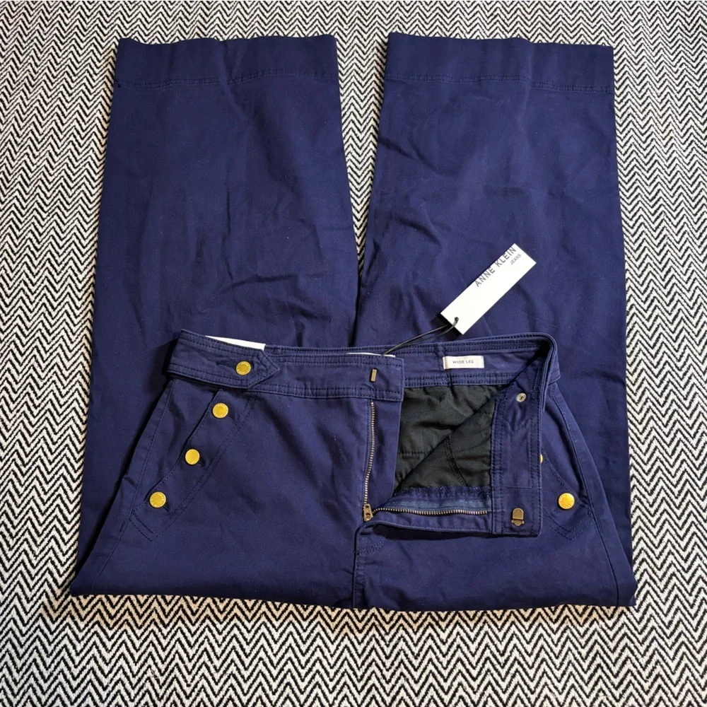 Anne Klein Wide Leg Pants in Blue | Sz 6 | NWT - Picture 4 of 11